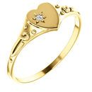 14 Karat Yellow Gold .01 Diamond Heart Ring Size 3
