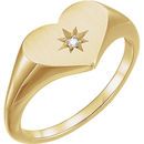 14 Karat Yellow Gold .01 Carat Diamond Heart Signet Ring