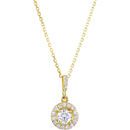 Diamond Necklace in 14 Karat Yellow Gold 0.50 Carat Diamond Halo-Style 18