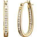 White Diamond Earrings in 14 Karat Yellow Gold 0.50 Carat Diamond Inside/Outside Hoop Earrings