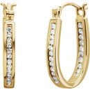 White Diamond Earrings in 14 Karat Yellow Gold 0.25 Carat Diamond Inside/Outside Hoop Earrings