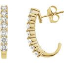 Diamond Earrings in 14 Karat Yellow Gold 1 Carat Diamond J-Hoop Earrings