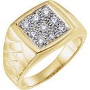 Chic 14 Karat Yellow Gold & White 0.60 Carat Men's Diamond Ring