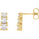 Diamond Earrings in 14 Karat Yellow Gold 0.90 Carat Diamond Three-Stone Earrings