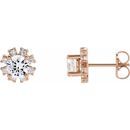 White Diamond Earrings in 14 Karat Rose Gold 1 1/8 Carat Diamond Earrings