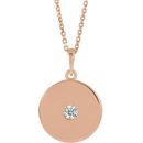 Genuine Diamond Necklace in 14 Karat Rose Gold 1/10 Carat Diamond Disc Necklace