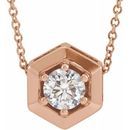 White Diamond Necklace in 14 Karat Rose Gold 1/2 Carat Diamond Geometric 16-18
