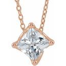 White Diamond Necklace in 14 Karat Rose Gold 1/2 Carat Diamond Solitaire 16-18