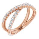 White Diamond Ring in 14 Karat Rose Gold 1/2 Carat Diamond Criss-Cross Ring