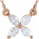 White Diamond Necklace in 14 Karat Rose Gold 1/2 Carat Diamond Floral-Inspired 18