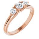 14 Karat Rose Gold.5 Carat Weight Diamond Three-Stone Engagement Ring