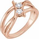 White Diamond Ring in 14 Karat Rose Gold 1/2 Carat DiamondTwo-Stone Ring