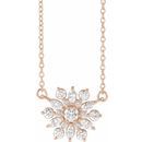 White Diamond Necklace in 14 Karat Rose Gold 1/2 Carat Diamond Vintage-Inspired 16