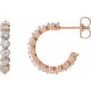 White Diamond Earrings in 14 Karat Rose Gold 1 3/8 Carat Diamond Hoop Earrings
