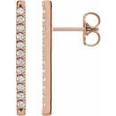 White Diamond Earrings in 14 Karat Rose Gold 1/3 Carat Diamond French-Set Bar Earrings