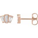 White Diamond Earrings in 14 Karat Rose Gold 1/3 Carat Diamond Geometric Cluster Earrings