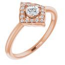 White Diamond Ring in 14 Karat Rose Gold 1/3 Carat Diamond Halo-Style Clover Ring