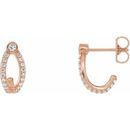 White Diamond Earrings in 14 Karat Rose Gold 1/3 Carat Diamond J-Hoop Earrings