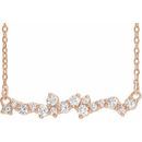 Genuine Diamond Necklace in 14 Karat Rose Gold 1/3 Carat Diamond Scattered Bar 18