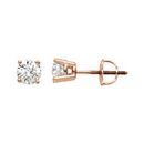 White Diamond Earrings in 14 Karat Rose Gold 1/3 Carat Diamond Stud Earrings