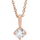 Genuine Diamond Necklace in 14 Karat Rose Gold 1/4 Carat Diamond Solitaire 16-18