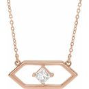 White Diamond Necklace in 14 Karat Rose Gold 1/4 Carat Diamond Geometric 16