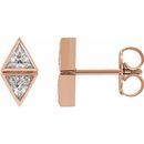 White Diamond Earrings in 14 Karat Rose Gold 1/4 Carat DiamondTwo-Stone Bezel-Set Earrings