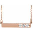 Genuine Diamond Necklace in 14 Karat Rose Gold 1/5 Carat Diamond Bar 16-18