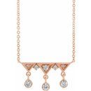Genuine Diamond Necklace in 14 Karat Rose Gold 1/5 Carat Diamond Fringe Bar 16