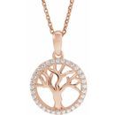 Genuine Diamond Necklace in 14 Karat Rose Gold 1/5 Carat Diamond Tree of Life 16-18