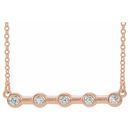 Genuine Diamond Necklace in 14 Karat Rose Gold 1/6 Carat Diamond Bezel-Set Bar 18