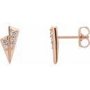 White Diamond Earrings in 14 Karat Rose Gold 1/6 Carat Diamond Geometric Earrings