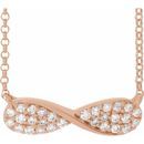 Genuine Diamond Necklace in 14 Karat Rose Gold 1/6 Carat Diamond Infinity-Inspired 15-17