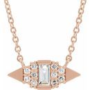White Diamond Necklace in 14 Karat Rose Gold 1/6 Carat Diamond Semi-Set Geometric 16