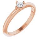 White Diamond Ring in 14 Karat Rose Gold 1/6 Carat Diamond Solitaire Ring