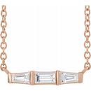 Genuine Diamond Necklace in 14 Karat Rose Gold 1/8 Carat Diamond Bar 16