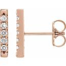 White Diamond Earrings in 14 Karat Rose Gold 1/8 Carat Diamond French-Set Bar Earrings