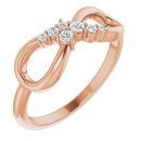 White Diamond Ring in 14 Karat Rose Gold 1/8 Carat Diamond Infinity-Inspired Ring