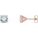 White Diamond Earrings in 14 Karat Rose Gold 1 Carat Diamond 4-Prong CocKaratail-Style Earrings