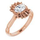 White Diamond Ring in 14 Karat Rose Gold 1 Carat Diamond Halo-Style Ring
