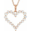 White Diamond Necklace in 14 Karat Rose Gold 1 Carat Diamond Heart 18