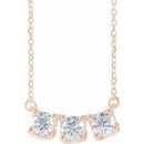 White Diamond Necklace in 14 Karat Rose Gold 1 Carat Diamond Three-Stone Curved Bar 16