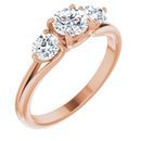 14 Karat Rose Gold 1 Carat Weight Diamond Three-Stone Engagement Ring