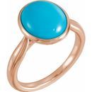 Genuine Turquoise Ring in 14 Karat Rose Gold 12x10 mm Oval Cabochon Turquoise Ring