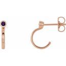Genuine Amethyst Earrings in 14 Karat Rose Gold 2.5 mm Round Amethyst Bezel-Set Hoop Earrings