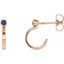 Genuine Sapphire Earrings in 14 Karat Rose Gold 2.5 mm Round Genuine Sapphire Bezel-Set Hoop Earrings