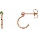 Genuine Peridot Earrings in 14 Karat Rose Gold 2.5 mm Round Peridot Bezel-Set Hoop Earrings