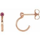 Pink Tourmaline Earrings in 14 Karat Rose Gold 2.5 mm Round Pink Tourmaline Bezel-Set Hoop Earrings