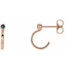 Genuine Aquamarine Earrings in 14 Karat Rose Gold 2 mm Round Aquamarine Bezel-Set Hoop Earrings