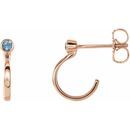 Genuine Zircon Earrings in 14 Karat Rose Gold 2 mm Round Genuine Zircon Bezel-Set Hoop Earrings